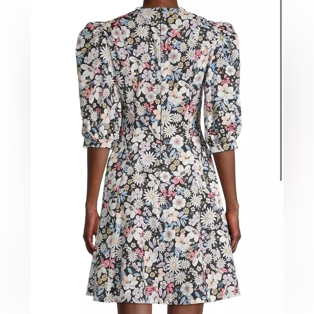Rachel Parcell Size Small Black Floral Cotton Puff Sleeve Retro Minidress NWT - Picture 7 of 16